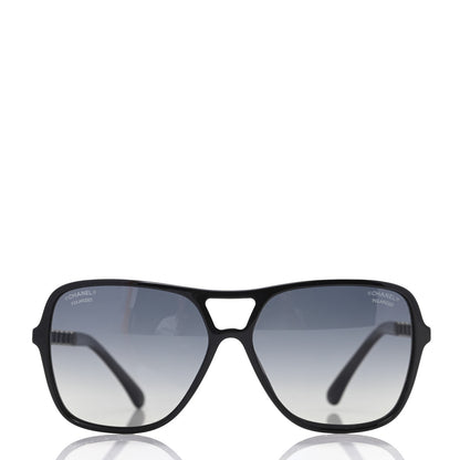 Chanel Metal Calfskin CC Chain Polarized Pilot Sunglasses 5439-Q Black 2 of 8