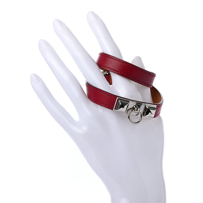 Hermes Tadelakt Rivale Double Tour Bracelet S Rubis 2 of 6