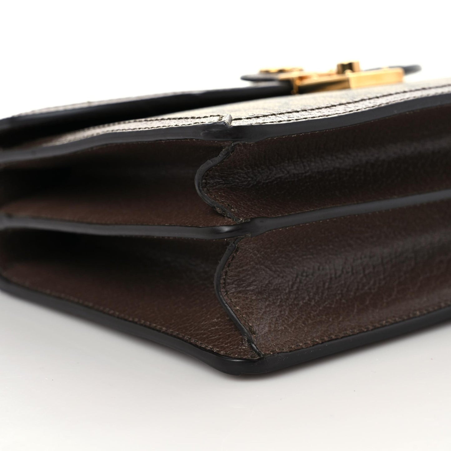 GG Supreme Monogram Textured Dollar Calfskin Web Small Ophidia Padlock Top Handle Bag Beige Ebony New Acero