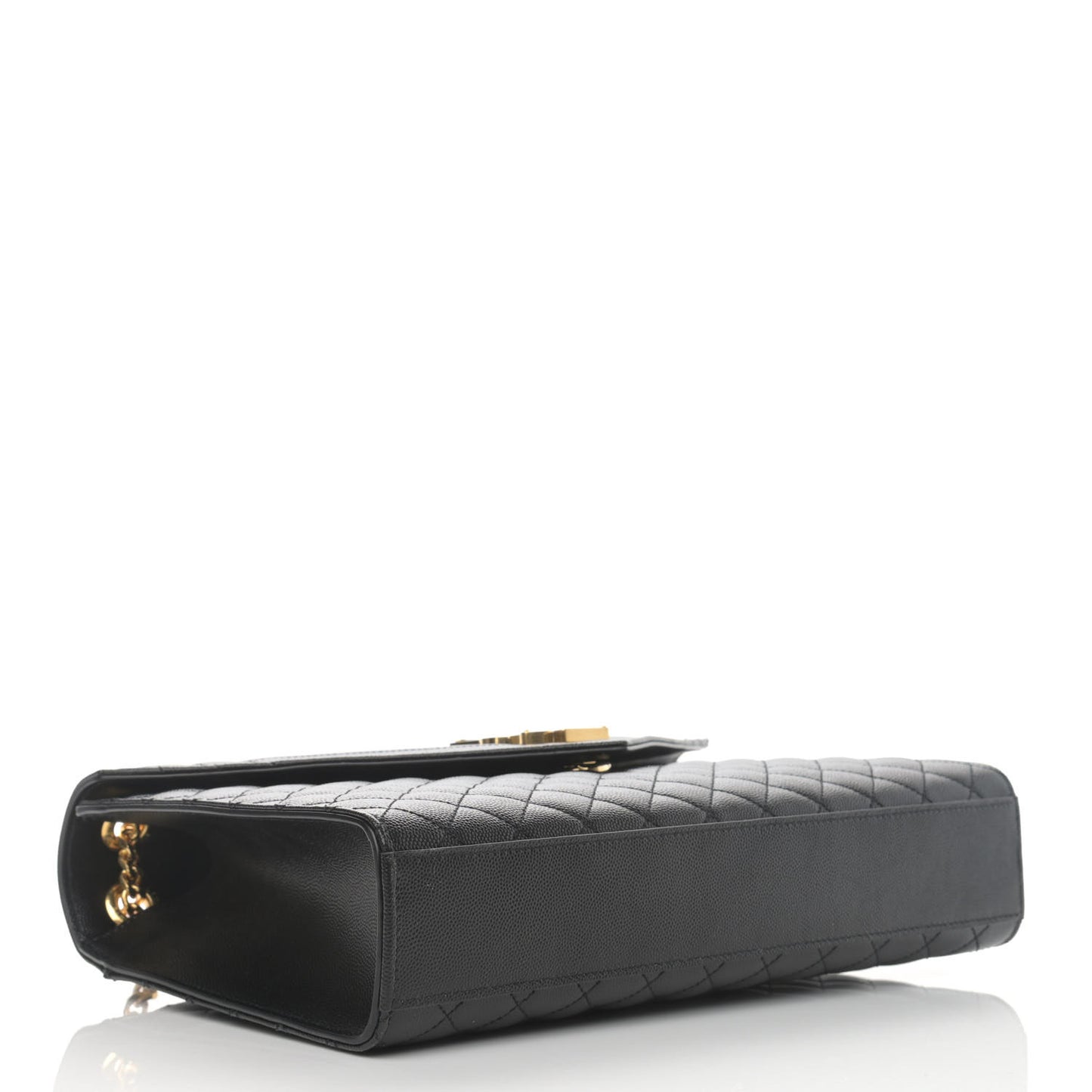 Grain De Poudre Textured Mixed Matelasse Large Triquilt Monogram Satchel Black