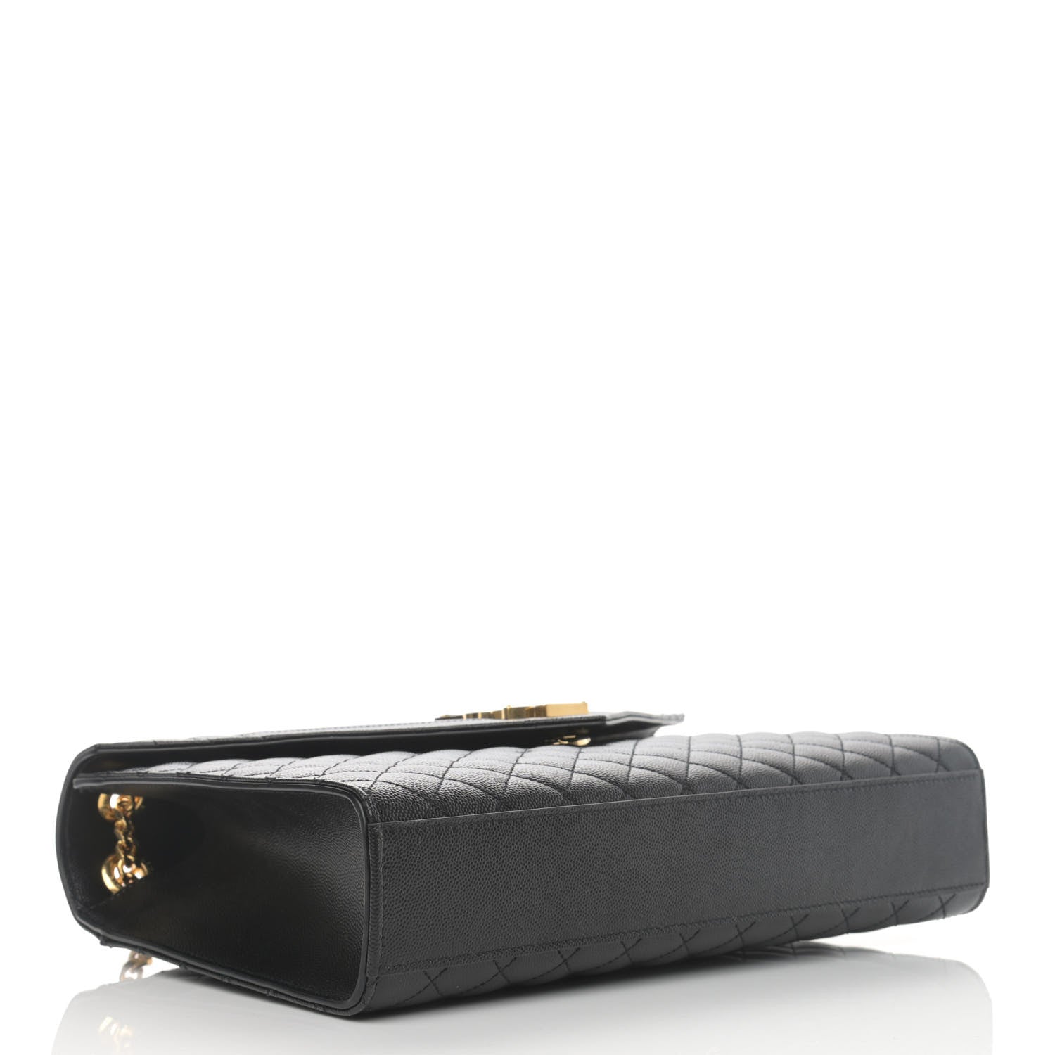 Saint Laurent Grain De Poudre Textured Mixed Matelasse Large Triquilt Monogram Satchel Black 4 of 11