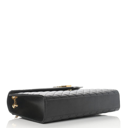 Saint Laurent Grain De Poudre Textured Mixed Matelasse Large Triquilt Monogram Satchel Black 4 of 11