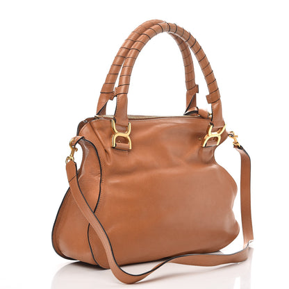 Chloe Calfskin Embroidered Medium Marcie Satchel Tan 4 of 12