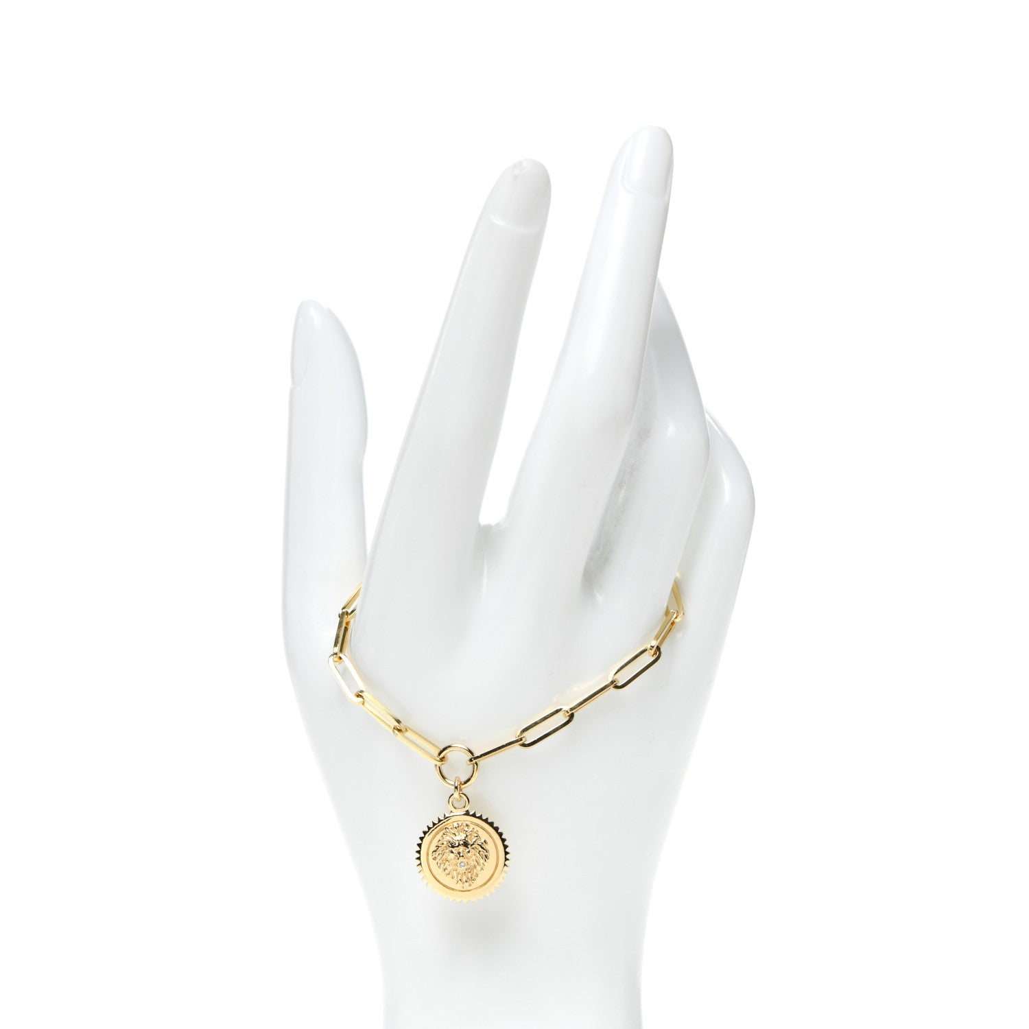 Foundrae 18K Yellow Gold Diamond Strength Medallion Link Bracelet 2 of 7