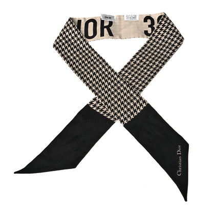 Christian Dior Silk 30 Montaigne Mitzah Scarf Black White 1 of 3