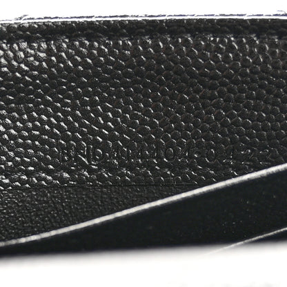 Saint Laurent Grain De Poudre Matelasse Chevron Small Monochrome Monogram Envelope Wallet Black 7 of 7