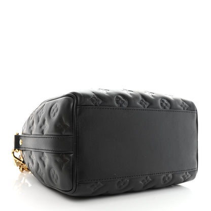 Louis Vuitton Lambskin Embossed Monogram Speedy 22 Bandouliere Black 4 of 9