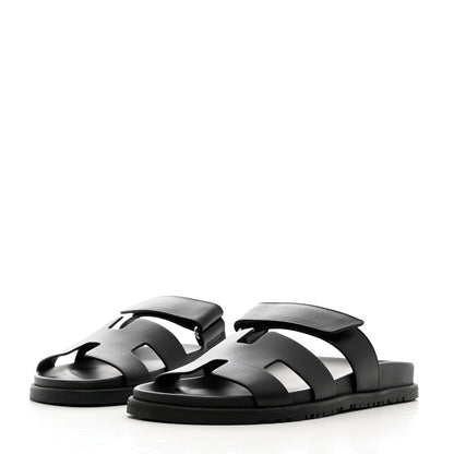 Hermes Calfskin Womens Chypre Sandals 40 Black 3 of 9