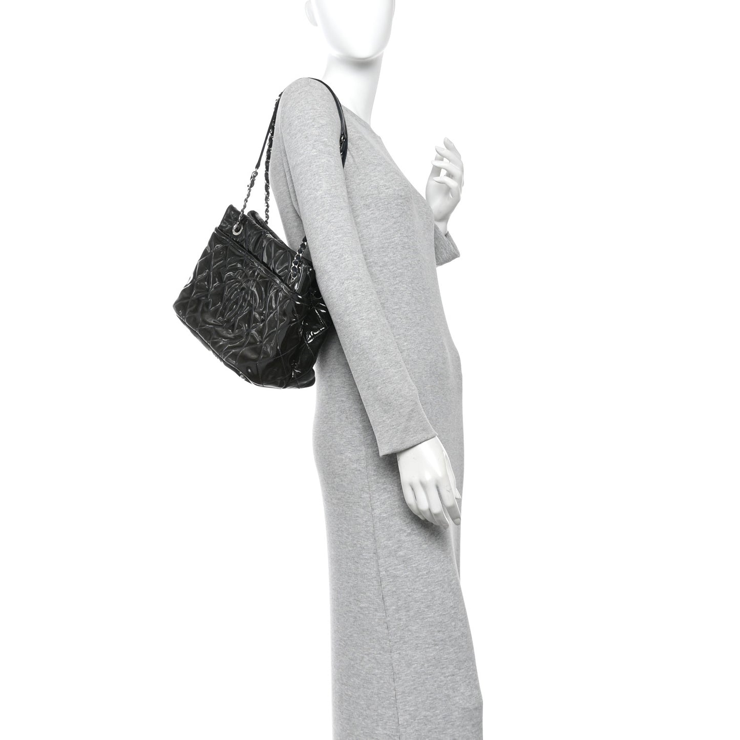 Patent Quilted Timeless CC Soft Tote Blue