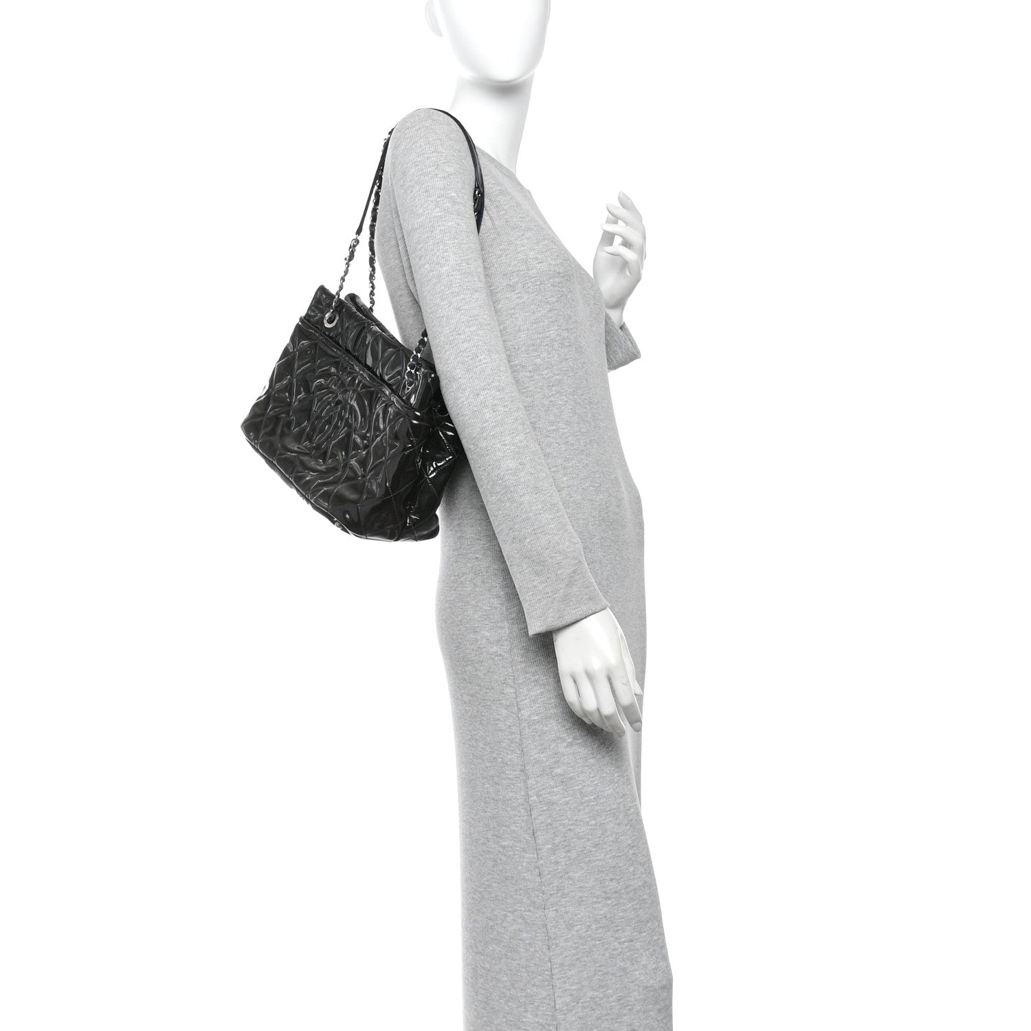 Chanel Patent Quilted Timeless CC Soft Tote Blue 2 of 14