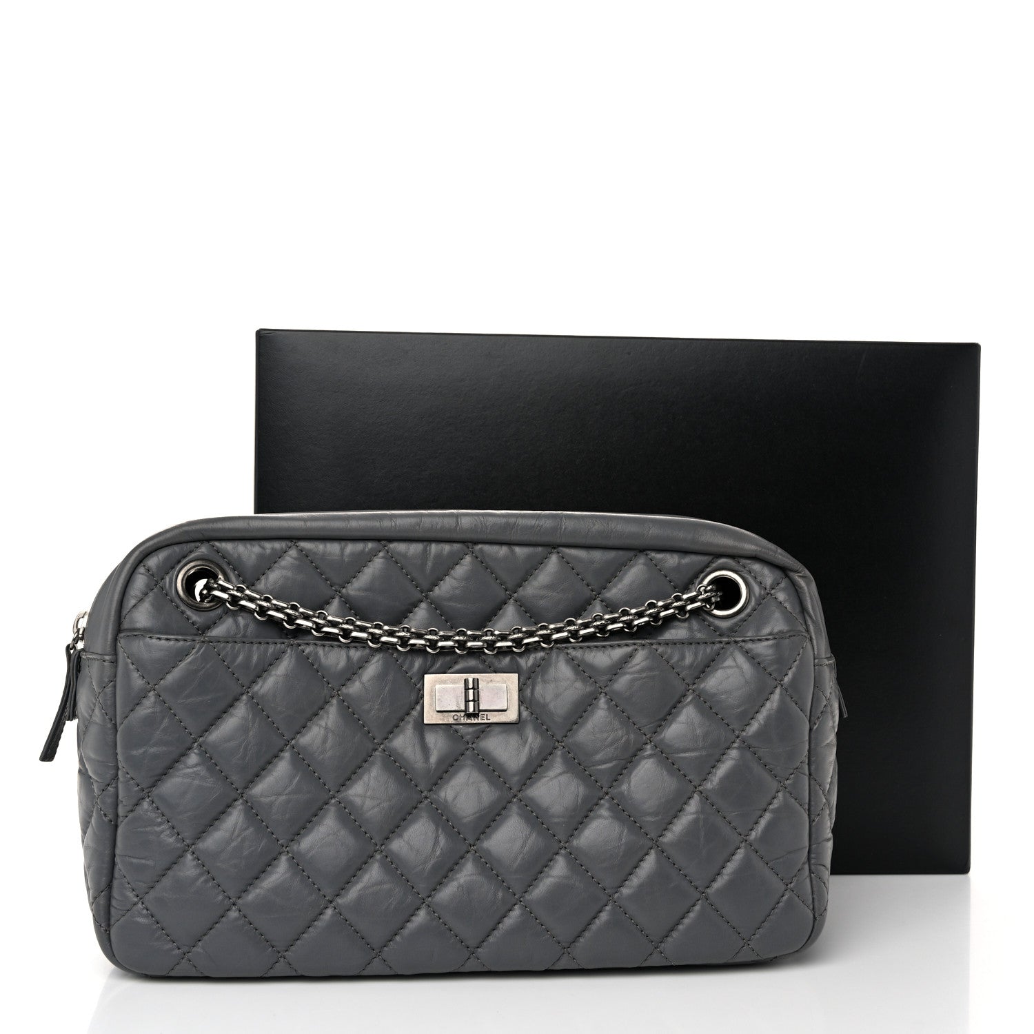 Chanel Aged Calfskin Quilted Medium Reissue Camera Case Grey 11 of 11