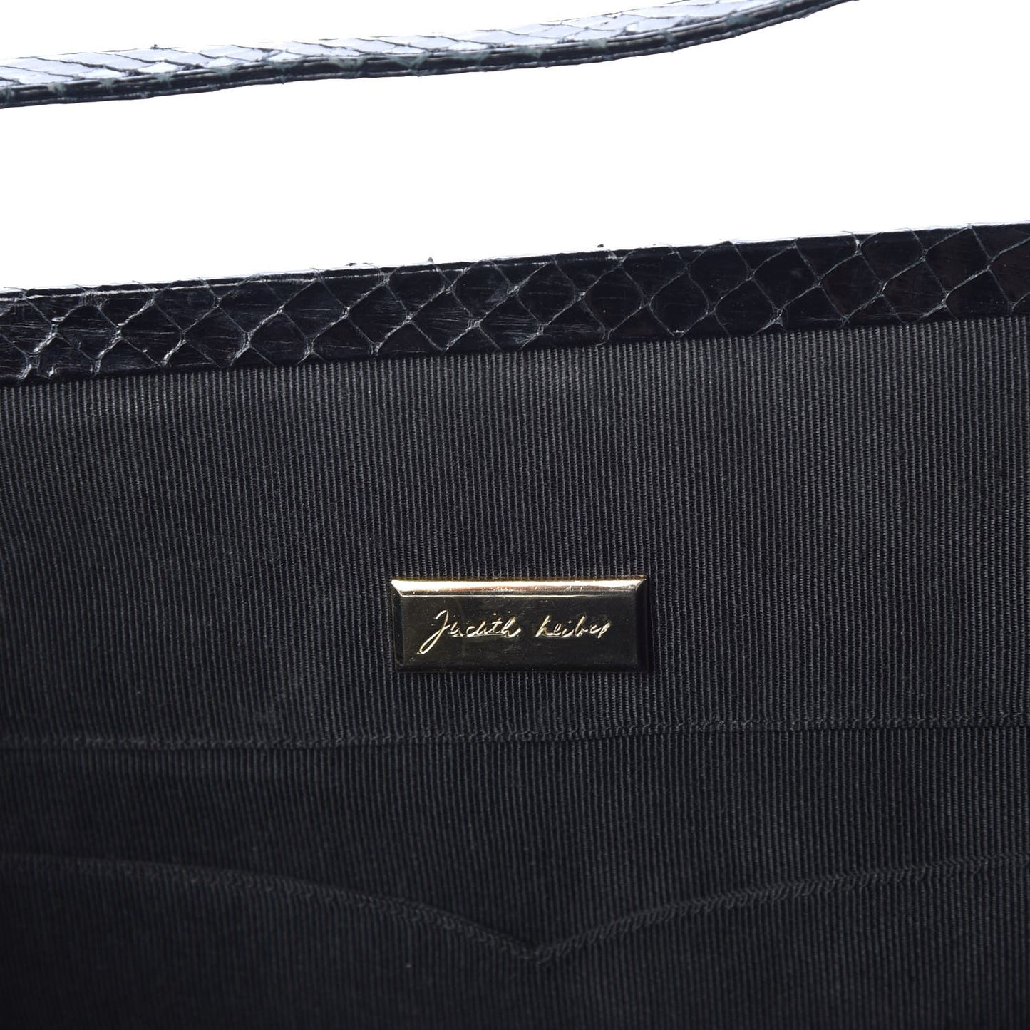 Glazed Snakeskin Frame Evening Bag Black