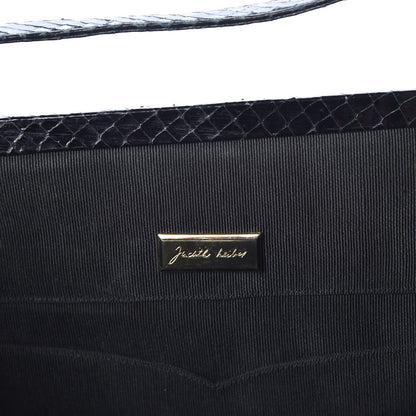 Judith Leiber Glazed Snakeskin Frame Evening Bag Black 6 of 9