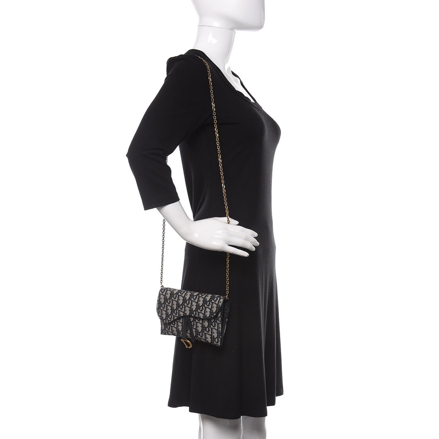 Oblique Saddle Chain Long Wallet Blue