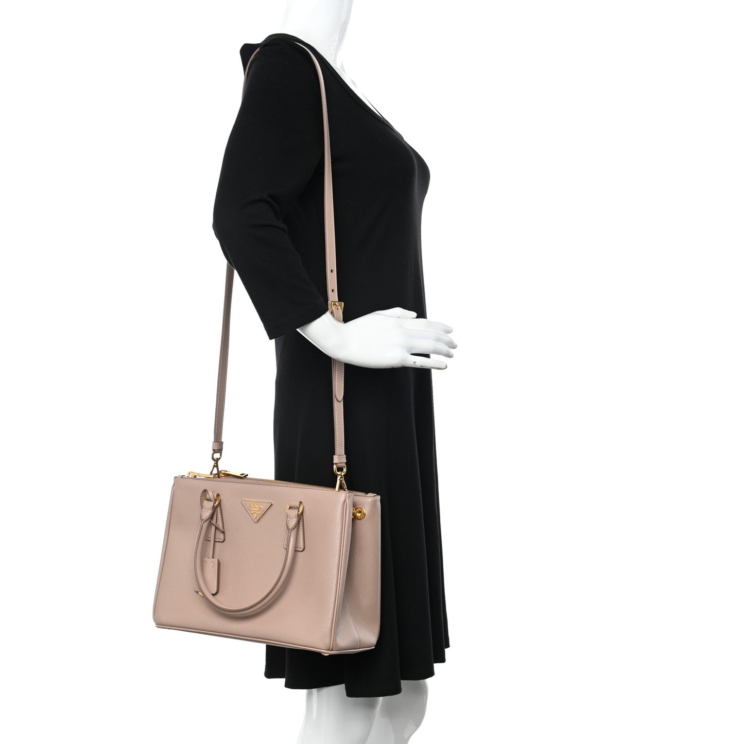 Saffiano Lux Small Galleria Double Zip Tote Cipria
