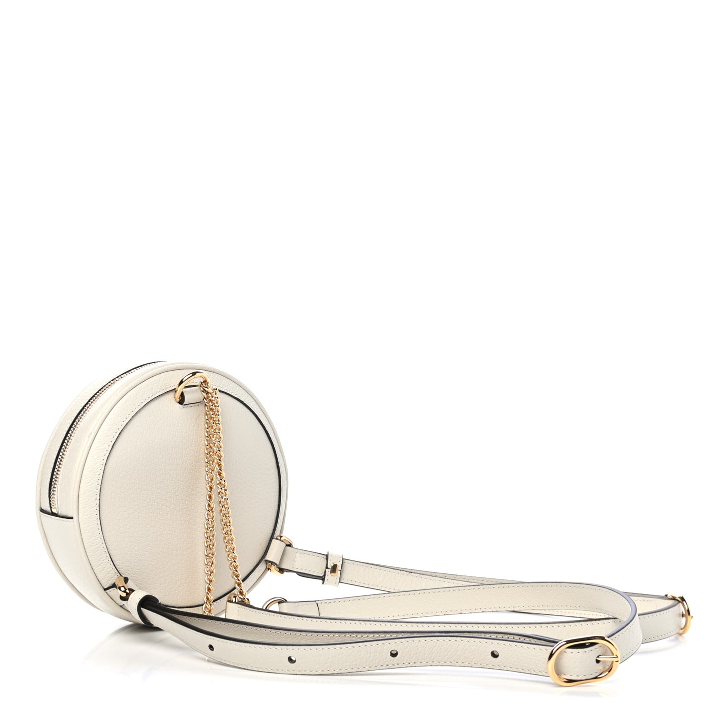 Textured Calfskin Web Mini Ophidia Round Backpack Mystic White