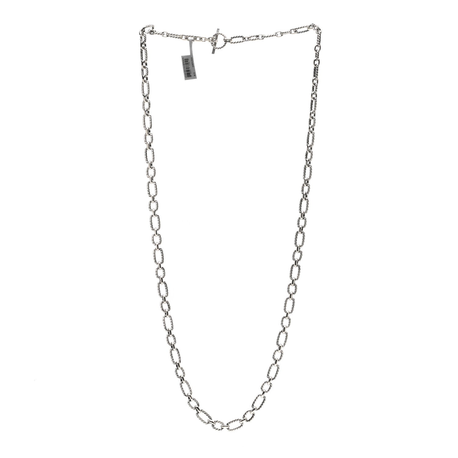 David Yurman Sterling Silver Blue Sapphire 9.5mm Cushion Link Chain Necklace 3 of 4