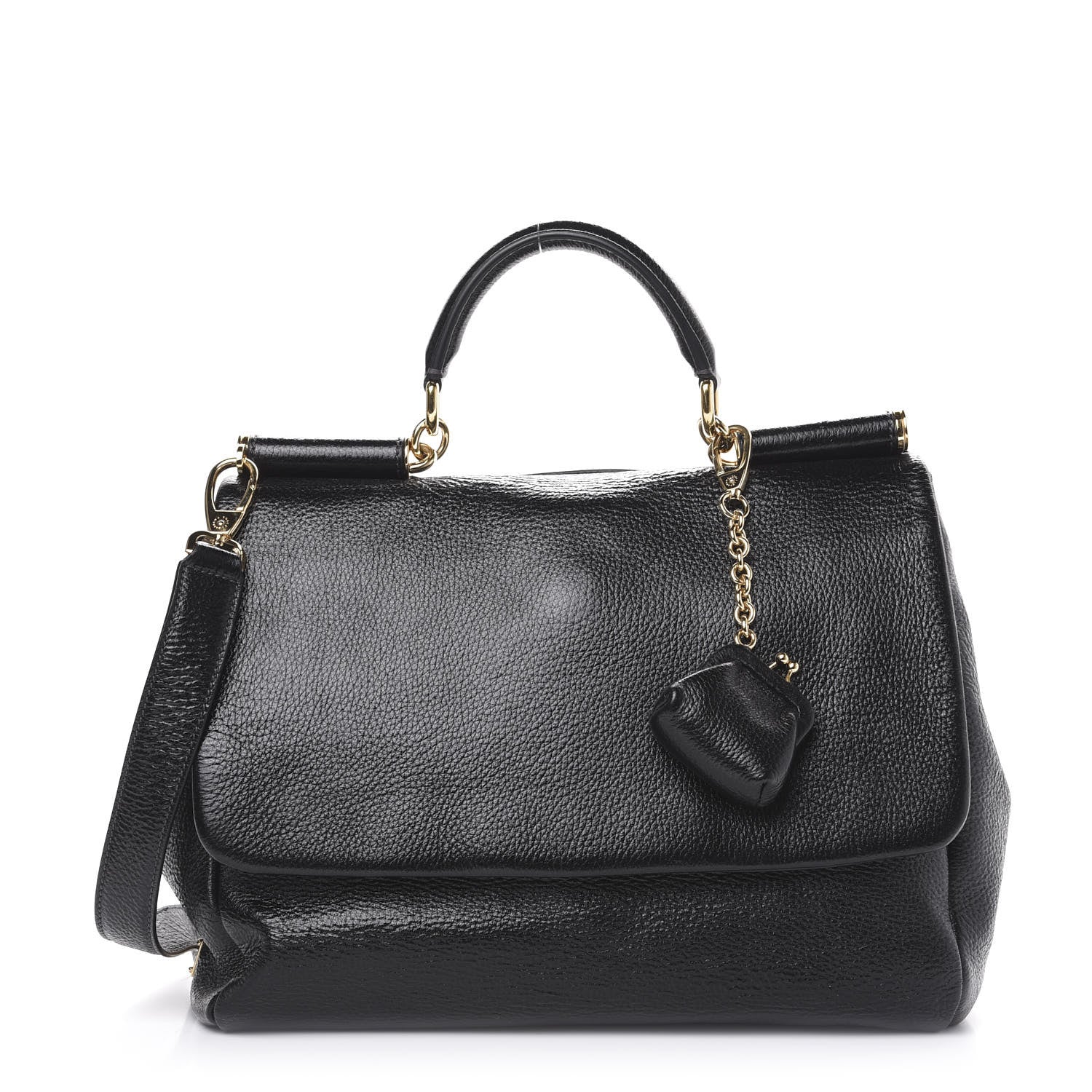 Dolce & Gabbana Grained Deerskin Large Miss Sicily Satchel Black 1 of 9