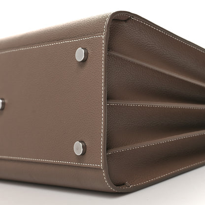 Saint Laurent Grained Calfskin Topstitch Small Classic Sac De Jour Taupe 9 of 10