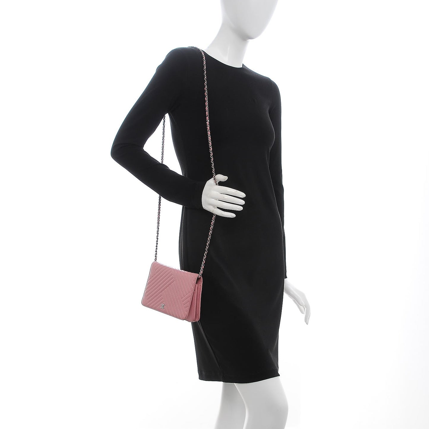 Lambskin Quilted Crossing Wallet on Chain WOC Pink