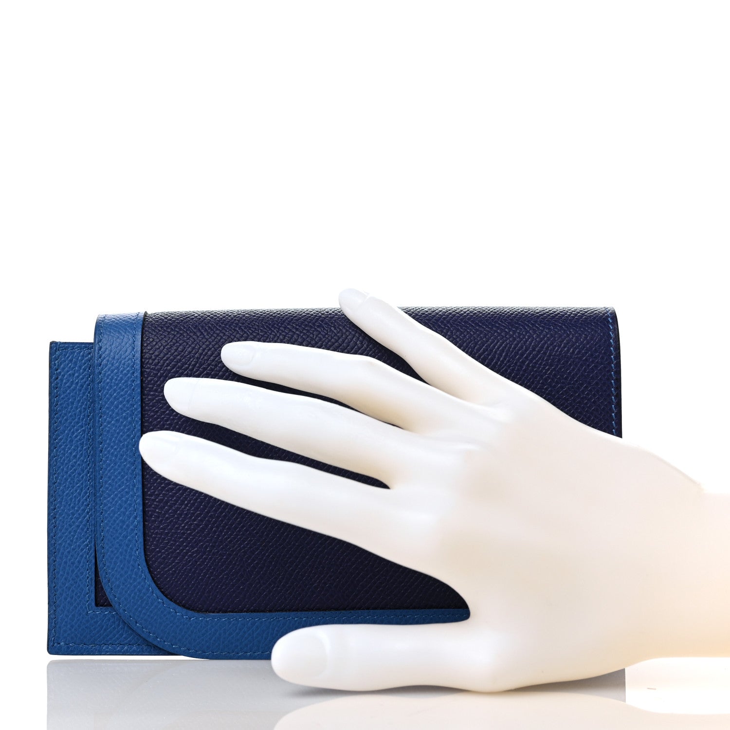 Hermes Epsom Camail Long Wallet Bleu Encre Bleu Zellige Jaune Ambre 2 of 8