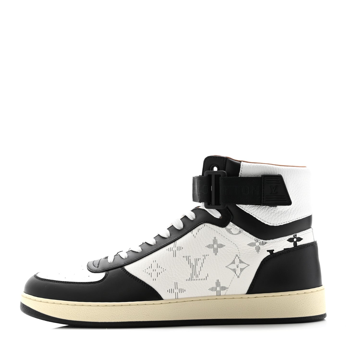 Calfskin Monogram Mens Rivoli High Top Sneakers 9 Black