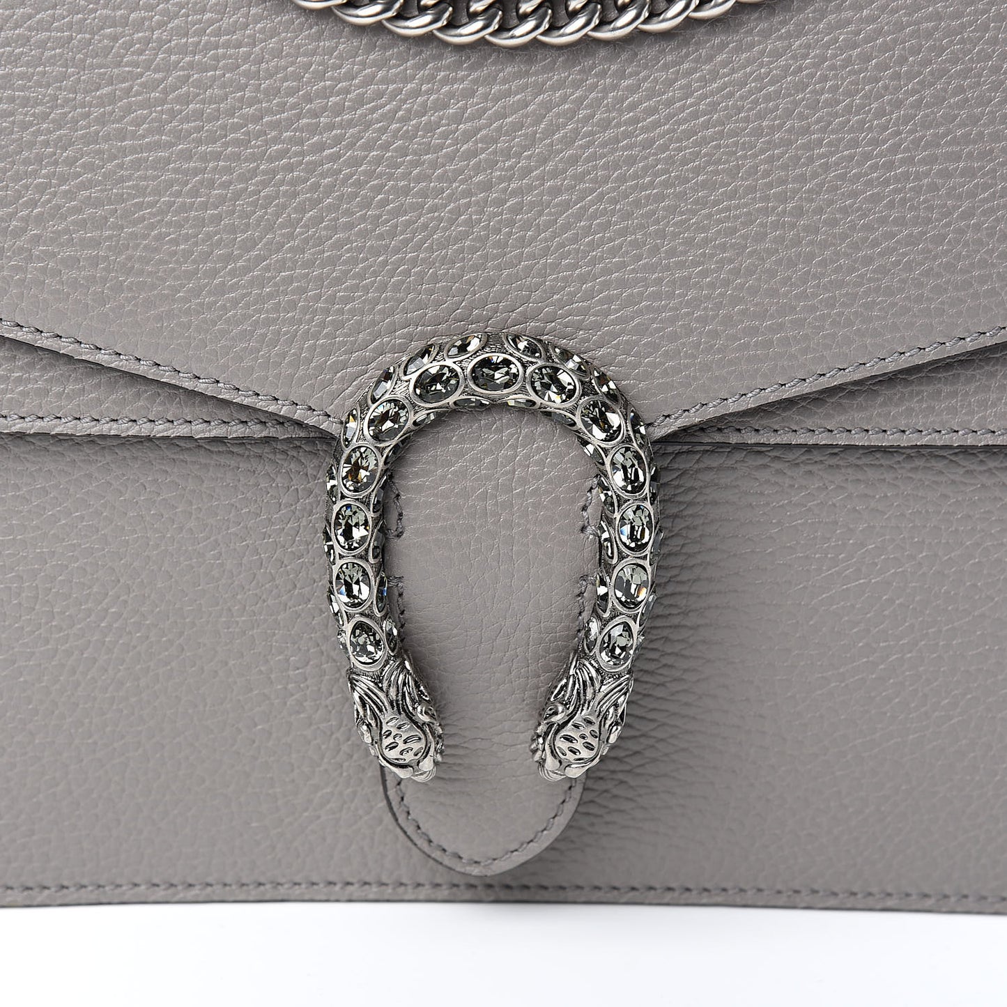 Dollar Calfskin Crystal Medium Dionysus Shoulder Bag Dusty Grey Black Diamond