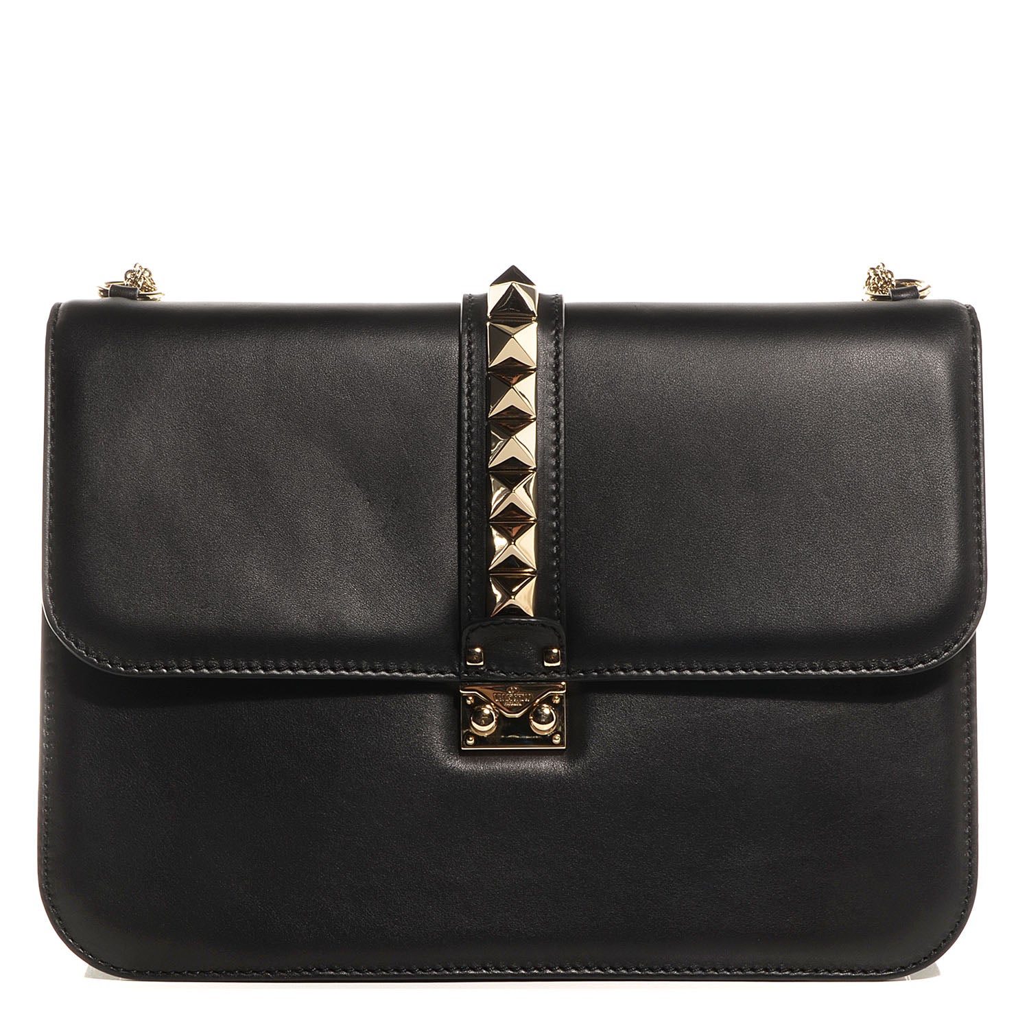 Valentino Garavani Vitello Large Glam Lock Rockstud Flap Black 1 of 7