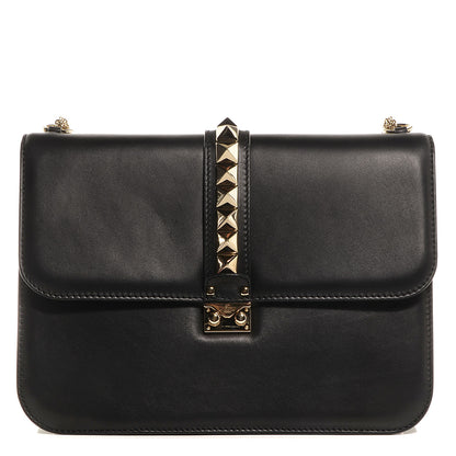 Valentino Garavani Vitello Large Glam Lock Rockstud Flap Black 1 of 7