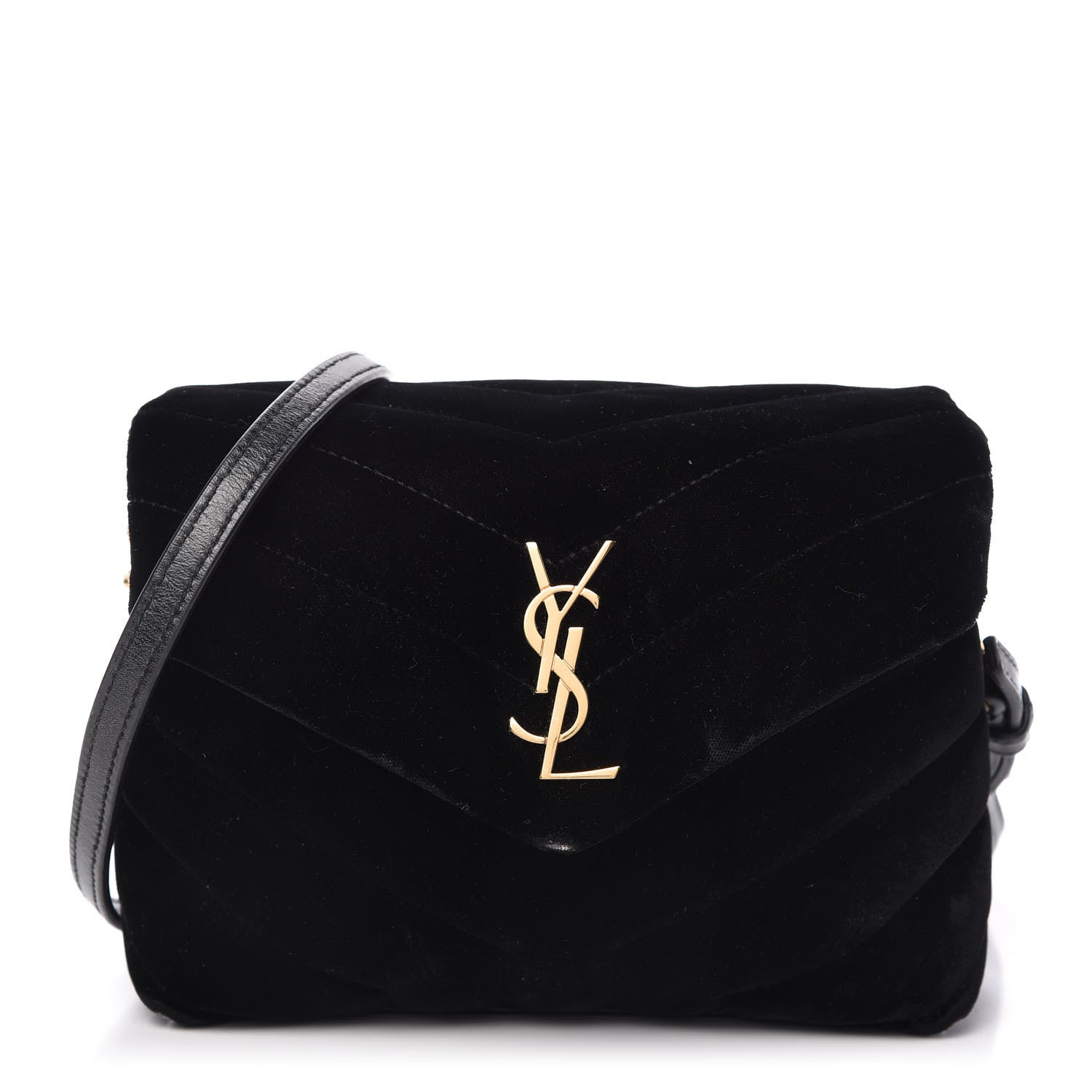 Saint Laurent Velvet Y Quilted Monogram Toy Loulou Chain Satchel French Black 1 of 10