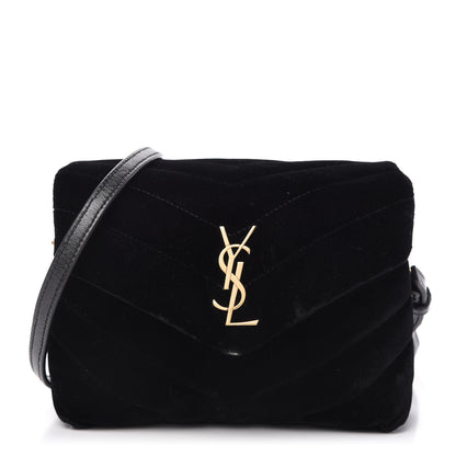 Saint Laurent Velvet Y Quilted Monogram Toy Loulou Chain Satchel French Black 1 of 10