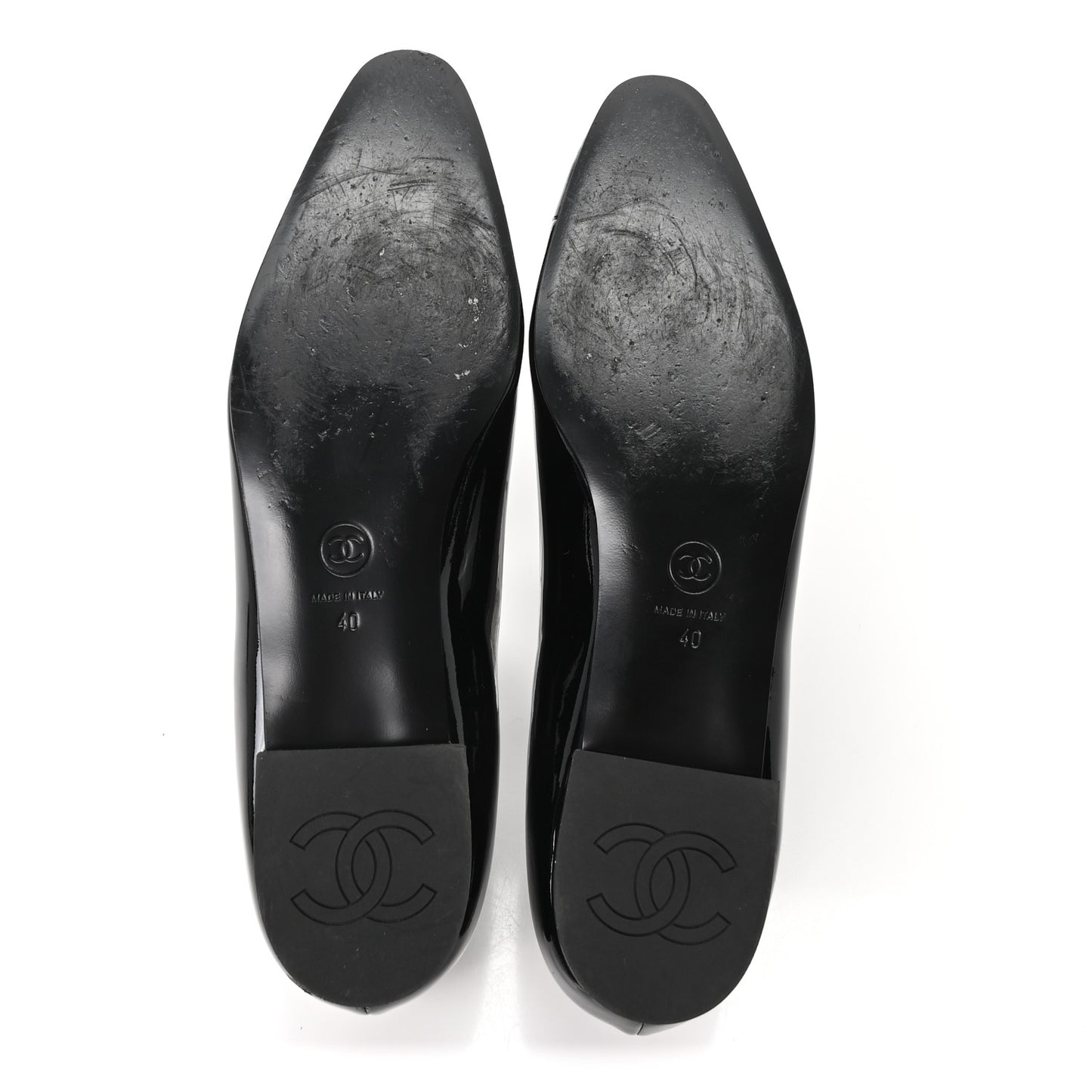 Patent Camellia Ballerina Flats  40 Black