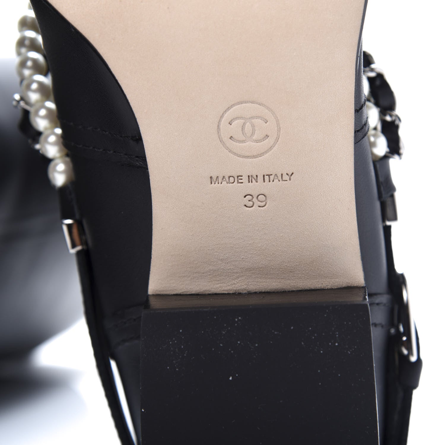 Chanel Calfskin Pearl Cap Toe High Boots 39 Black 8 of 10
