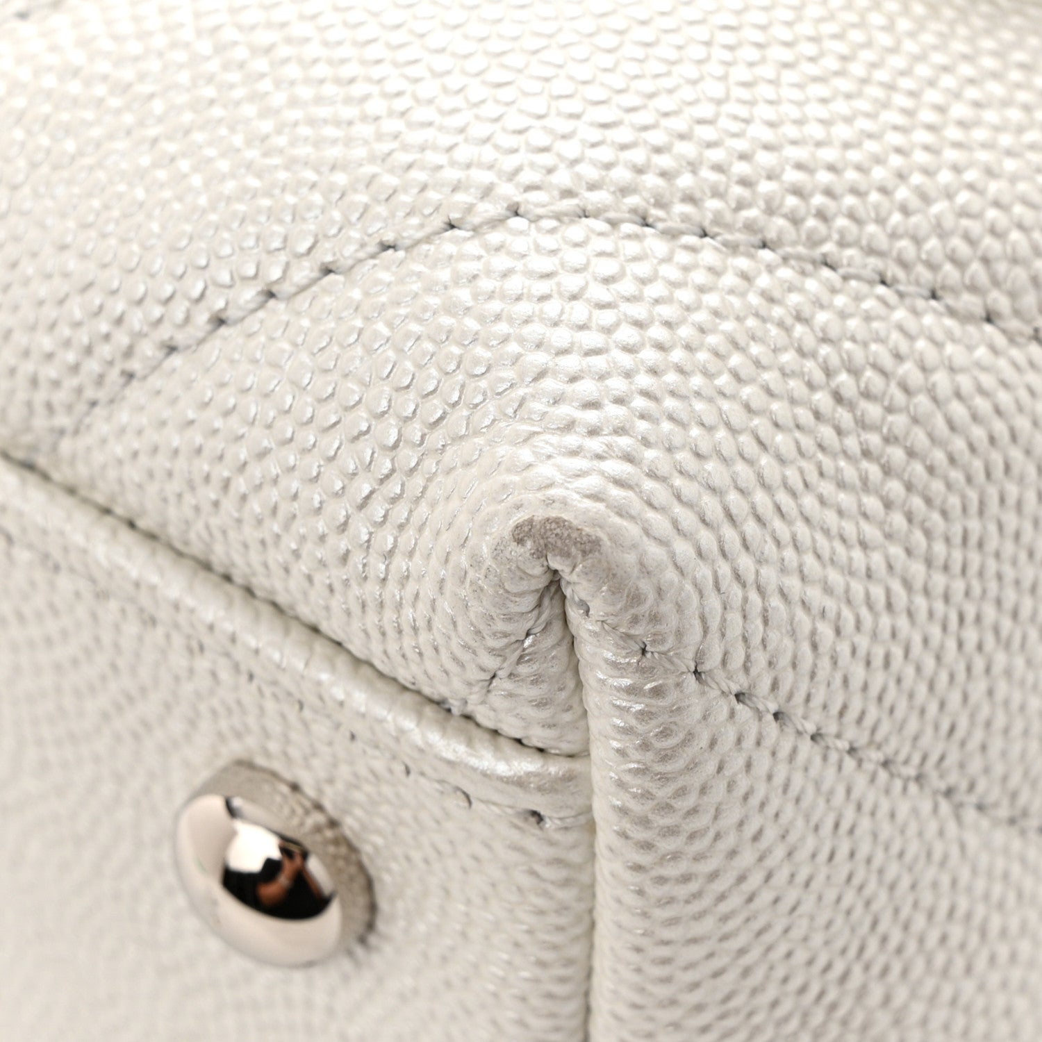 Chanel Iridescent Caviar Chevron Quilted Mini Coco Handle Flap White 11 of 14