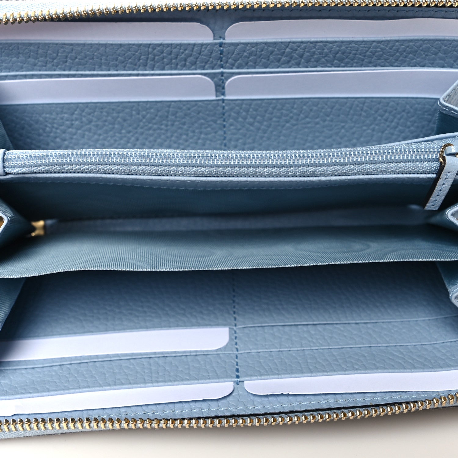 Gucci Dollar Calfskin GG Supreme Monogram GG Marmont Zip Around Wallet Mineral Blue Beige Ebony 5 of 8