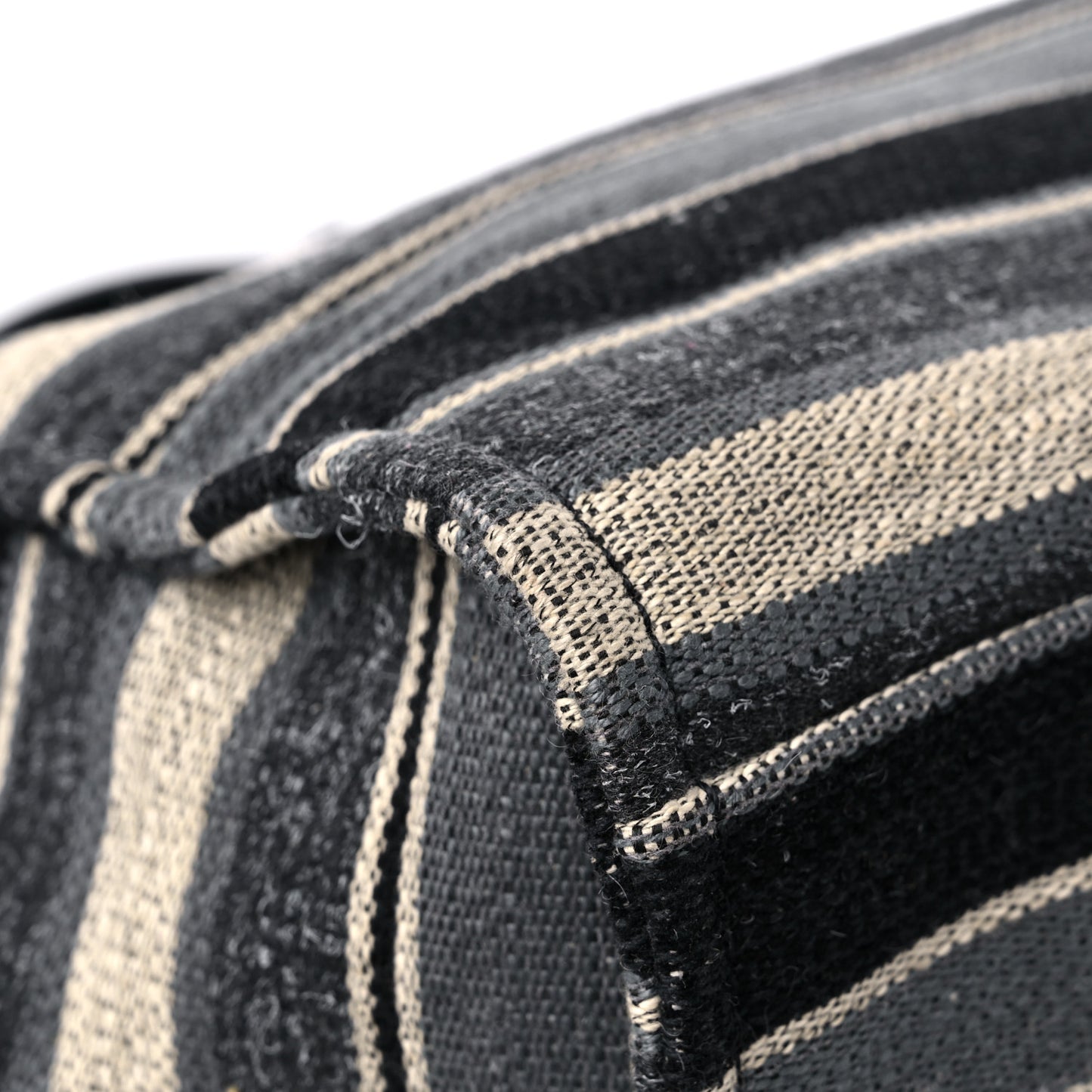 Striped Canvas Medium Deauville Tote Black