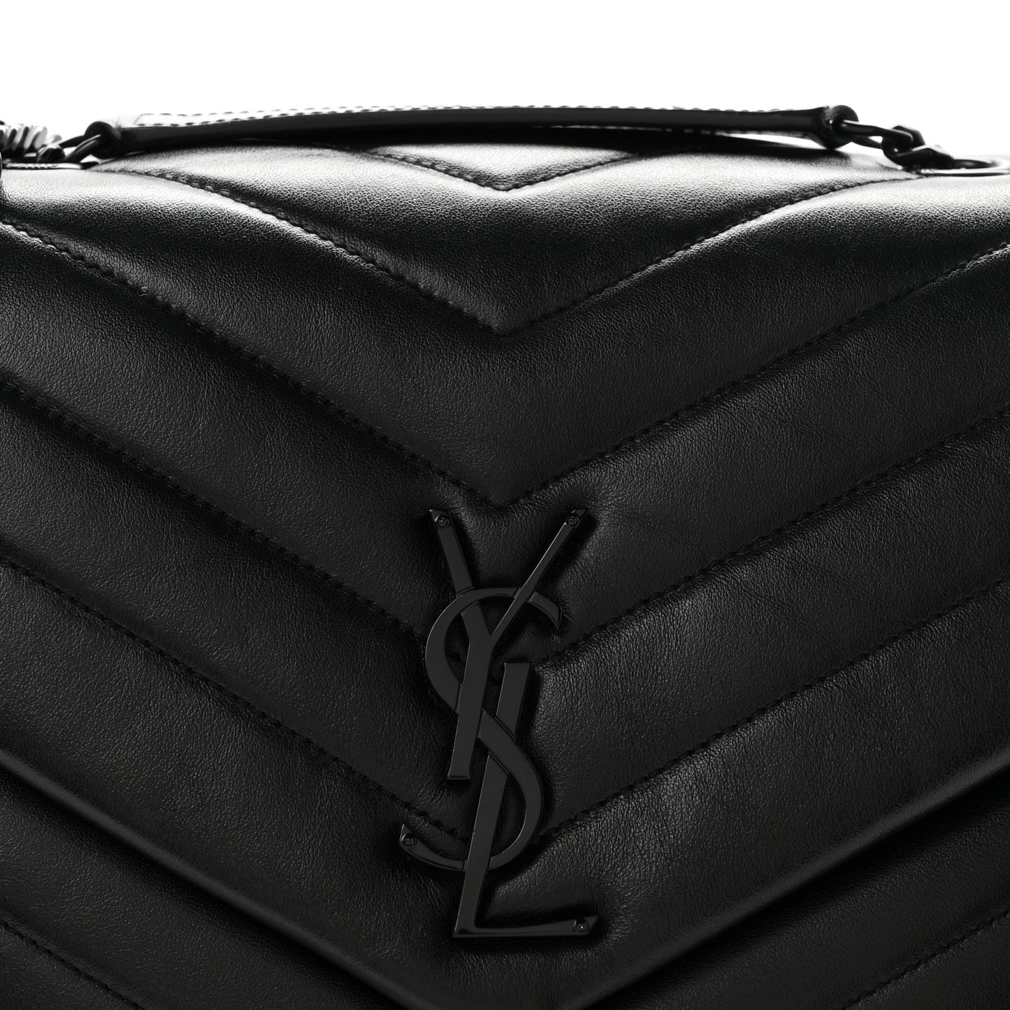 Calfskin Y Quilted Monogram Monochrome Medium Loulou Chain Satchel Black