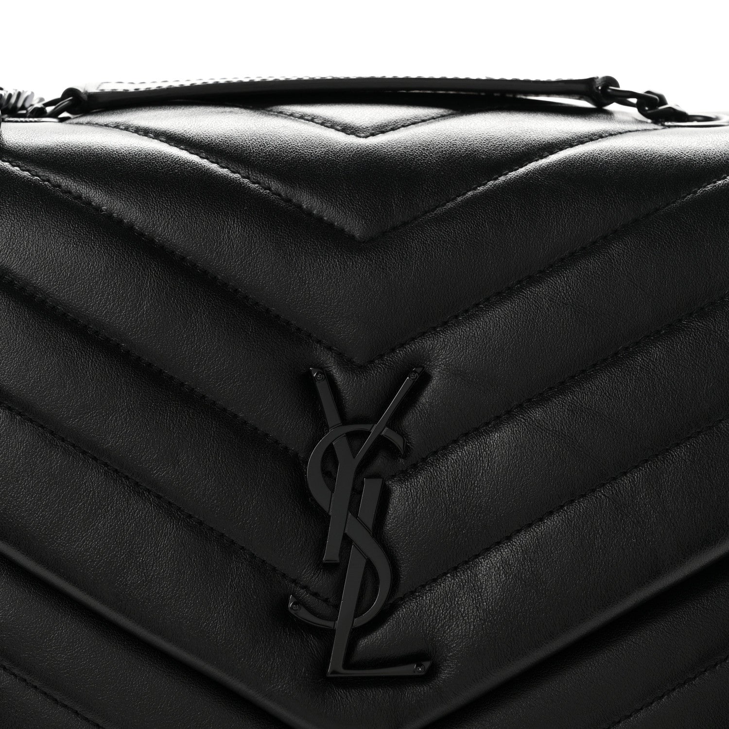 Saint Laurent Calfskin Y Quilted Monogram Monochrome Medium Loulou Chain Satchel Black 8 of 10