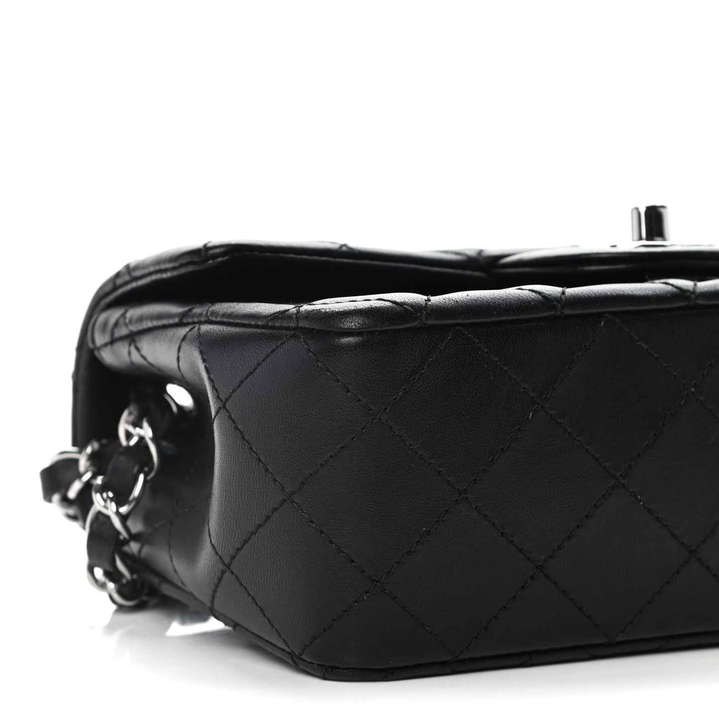 Lambskin Quilted Mini Rectangular Flap Black