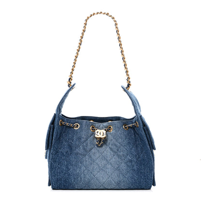 Chanel Washed Denim Quilted Small Chanel 25 Handbag Blue 1 of 11
