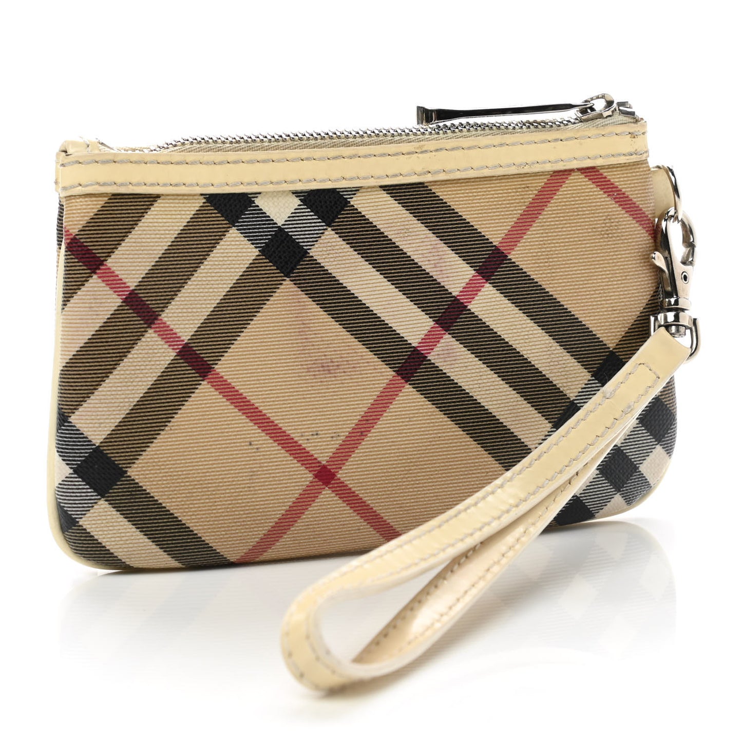 Nova Check Wristlet Pouch White
