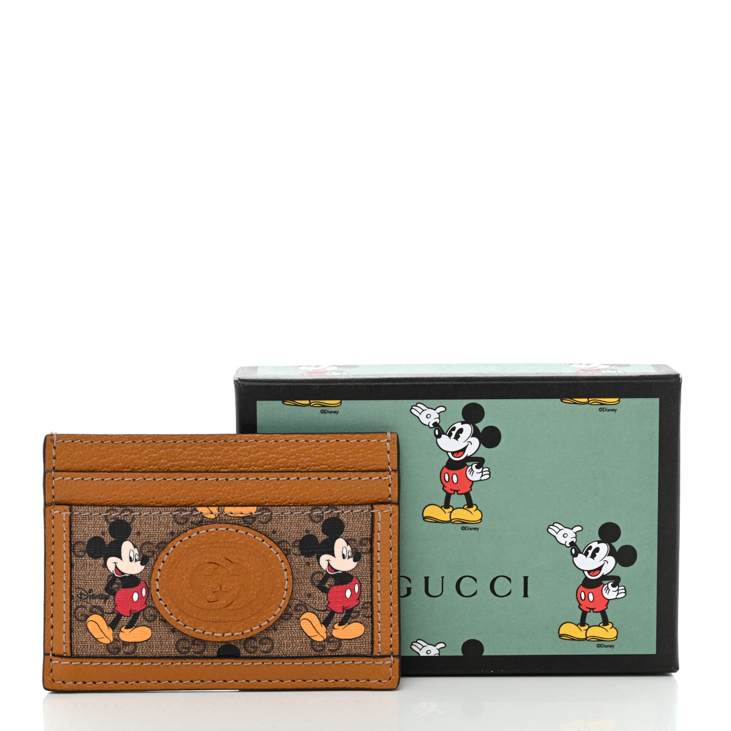 X DISNEY Mini Vintage GG Supreme Monogram Mickey Mouse Card Holder Beige Vintage Sun Oil