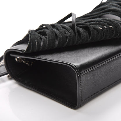 Saint Laurent Calfskin Fringe Small Monogram Satchel Black 8 of 9