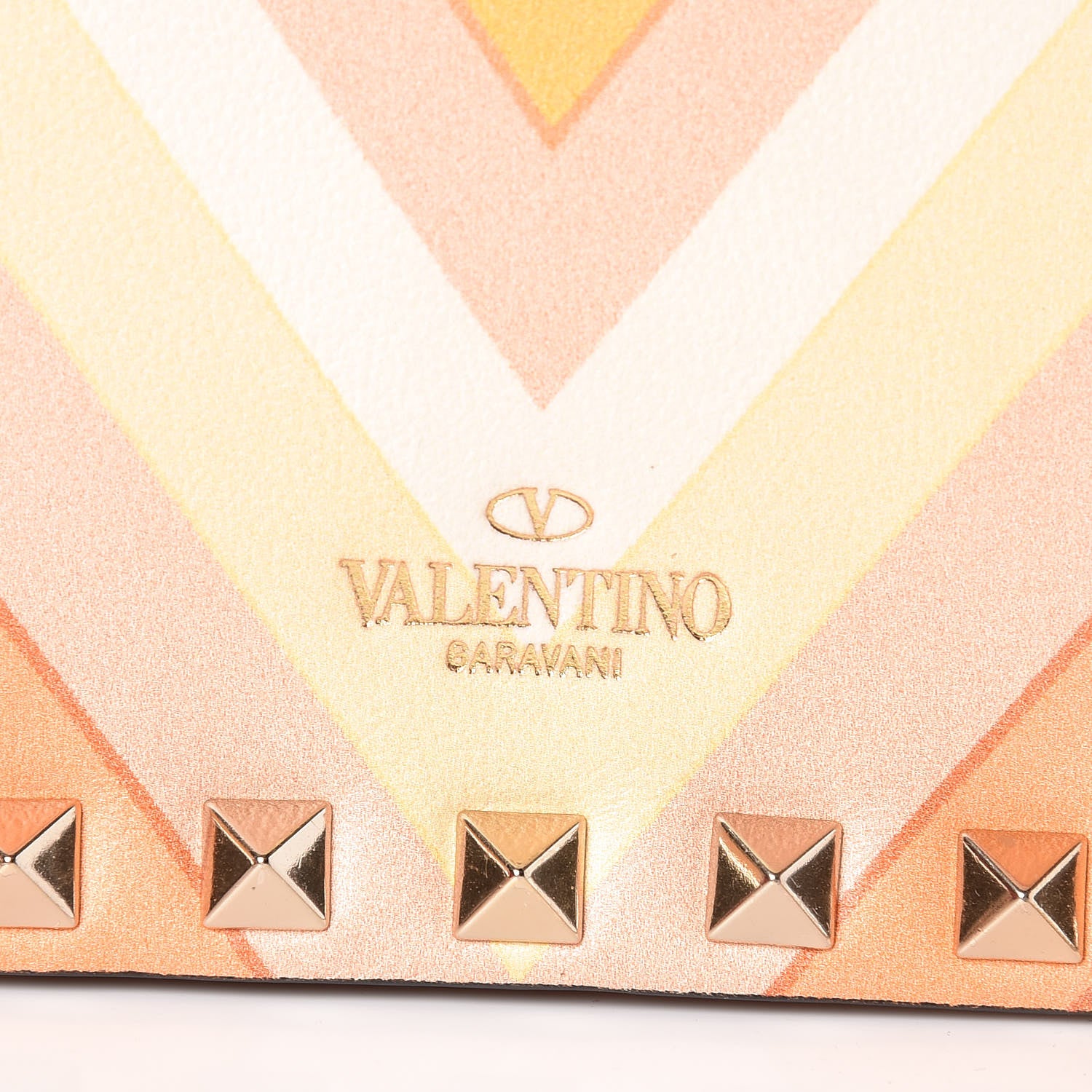 Valentino Garavani Vitello Native Couture 1975 Rockstud Wallet on Chain Mandarin Sorbet 7 of 11