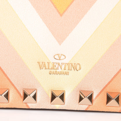 Valentino Garavani Vitello Native Couture 1975 Rockstud Wallet on Chain Mandarin Sorbet 7 of 11