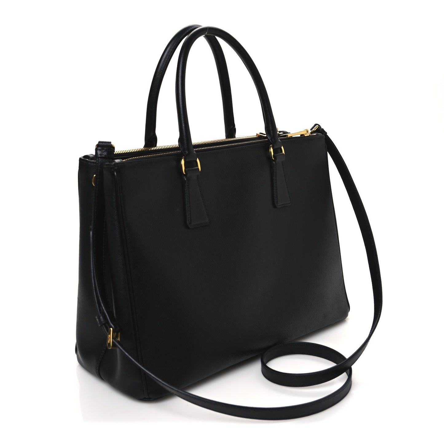 Saffiano Lux Medium Galleria Double Zip Tote Black