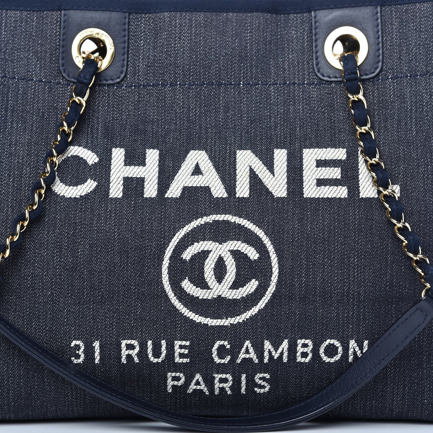 Chanel Denim Small Deauville Tote Dark Blue 10 of 10