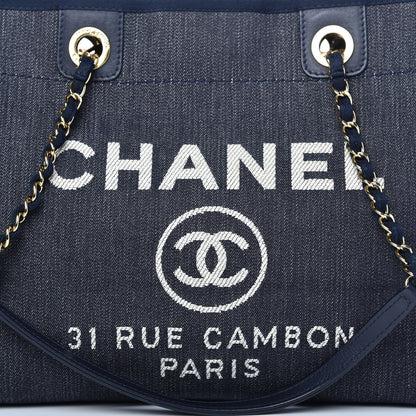 Chanel Denim Small Deauville Tote Dark Blue 10 of 10
