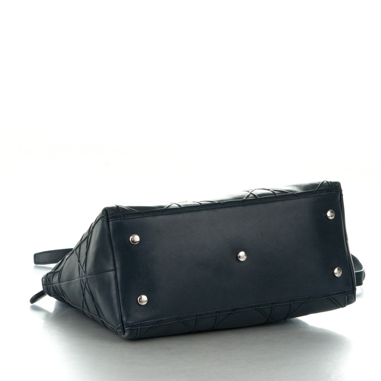 Christian Dior Lambskin Cannage Medium Granville Tote Navy Blue 4 of 12