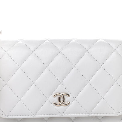 Chanel Calfskin Quilted Mini Maxi Pearls Wallet On Chain WOC White 8 of 14